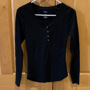 Sonoma Classic Black Long Sleeve Henley Tee